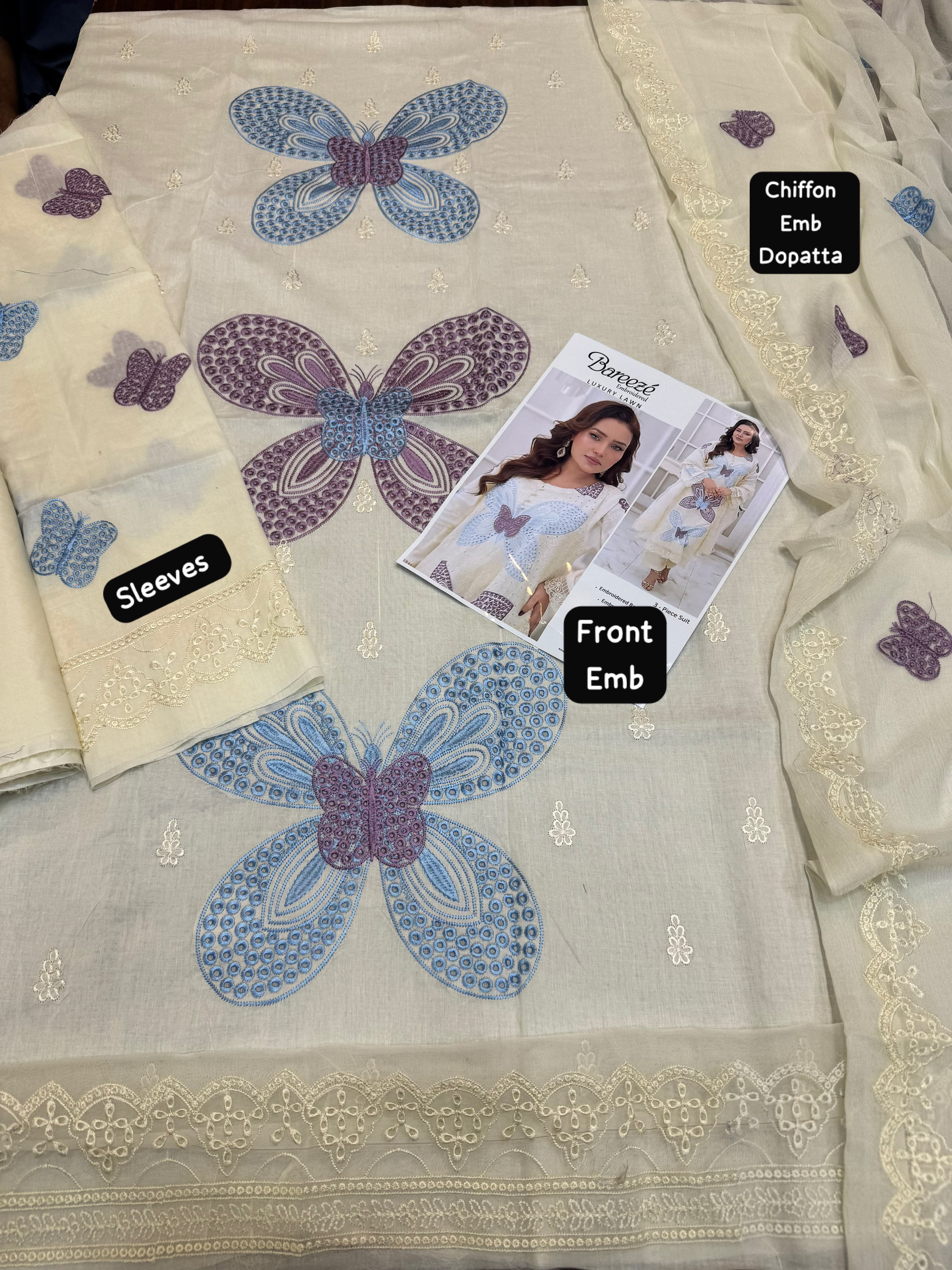 EMBROIDERY 3 PIECE LOWN UNSTITCHED SUIT