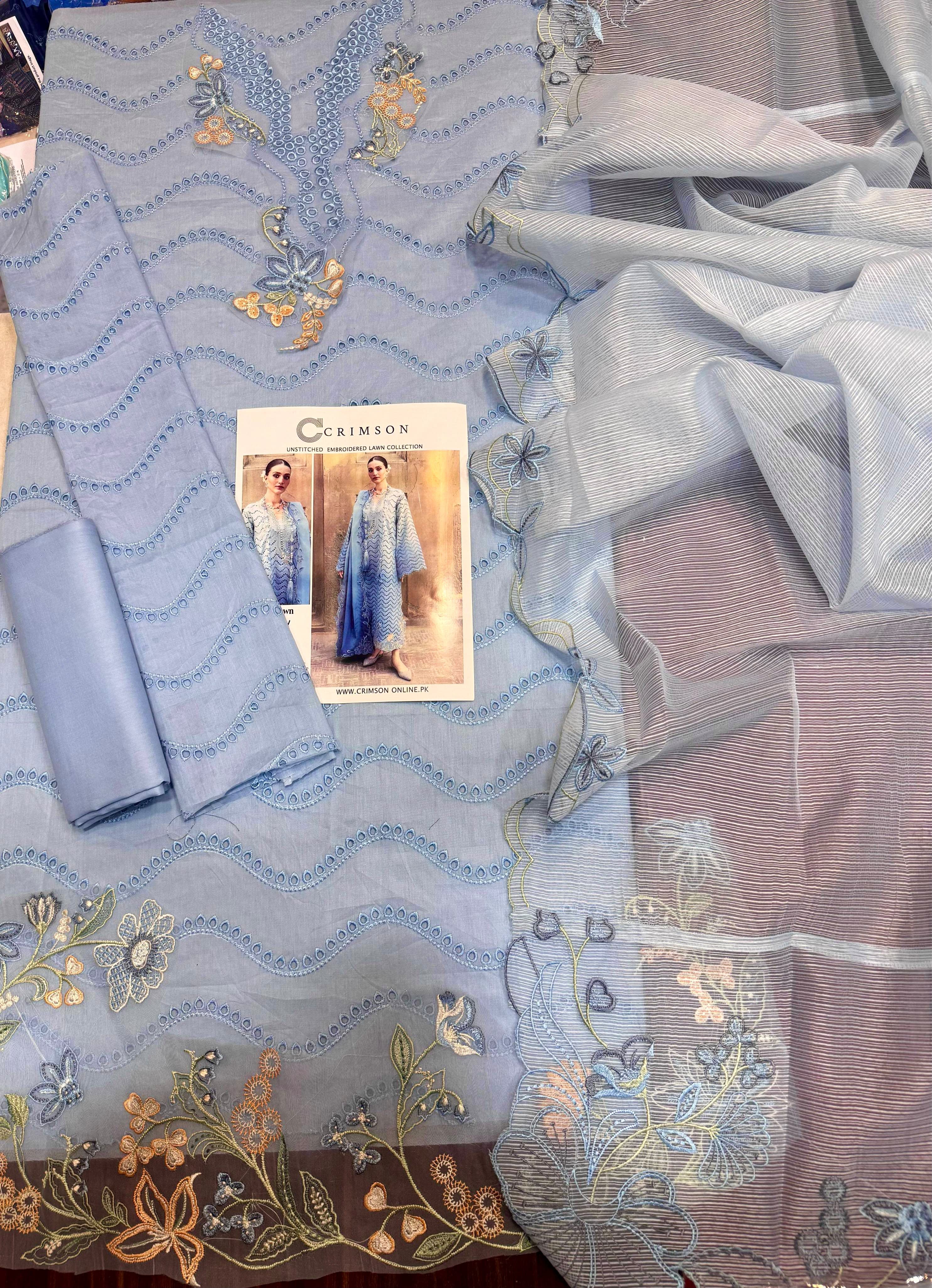 EMBROIDERY 3 PIECE LOWN UNSTITCHED SUIT