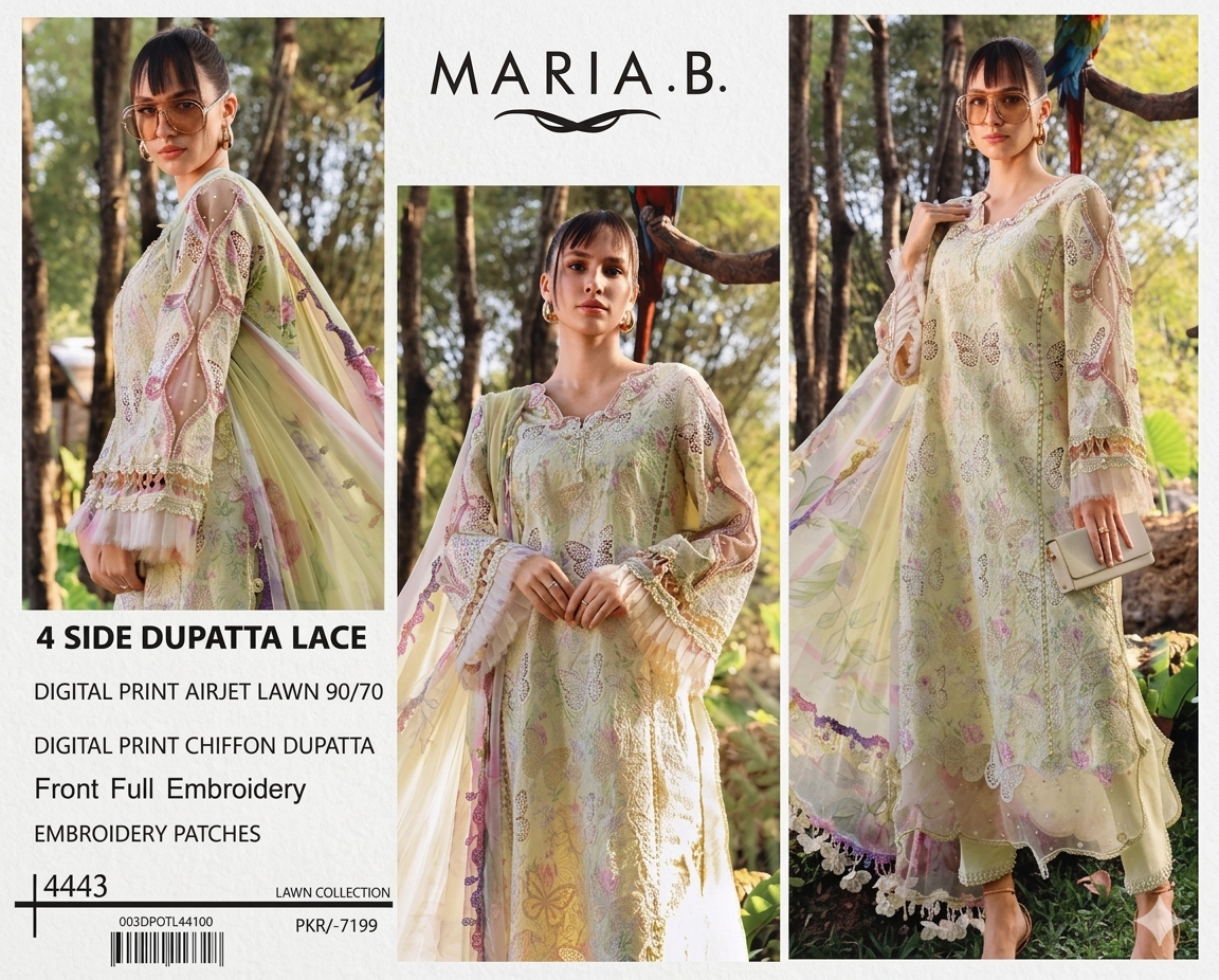 Summer collection 3 pce digital printed embroidery lawn suit