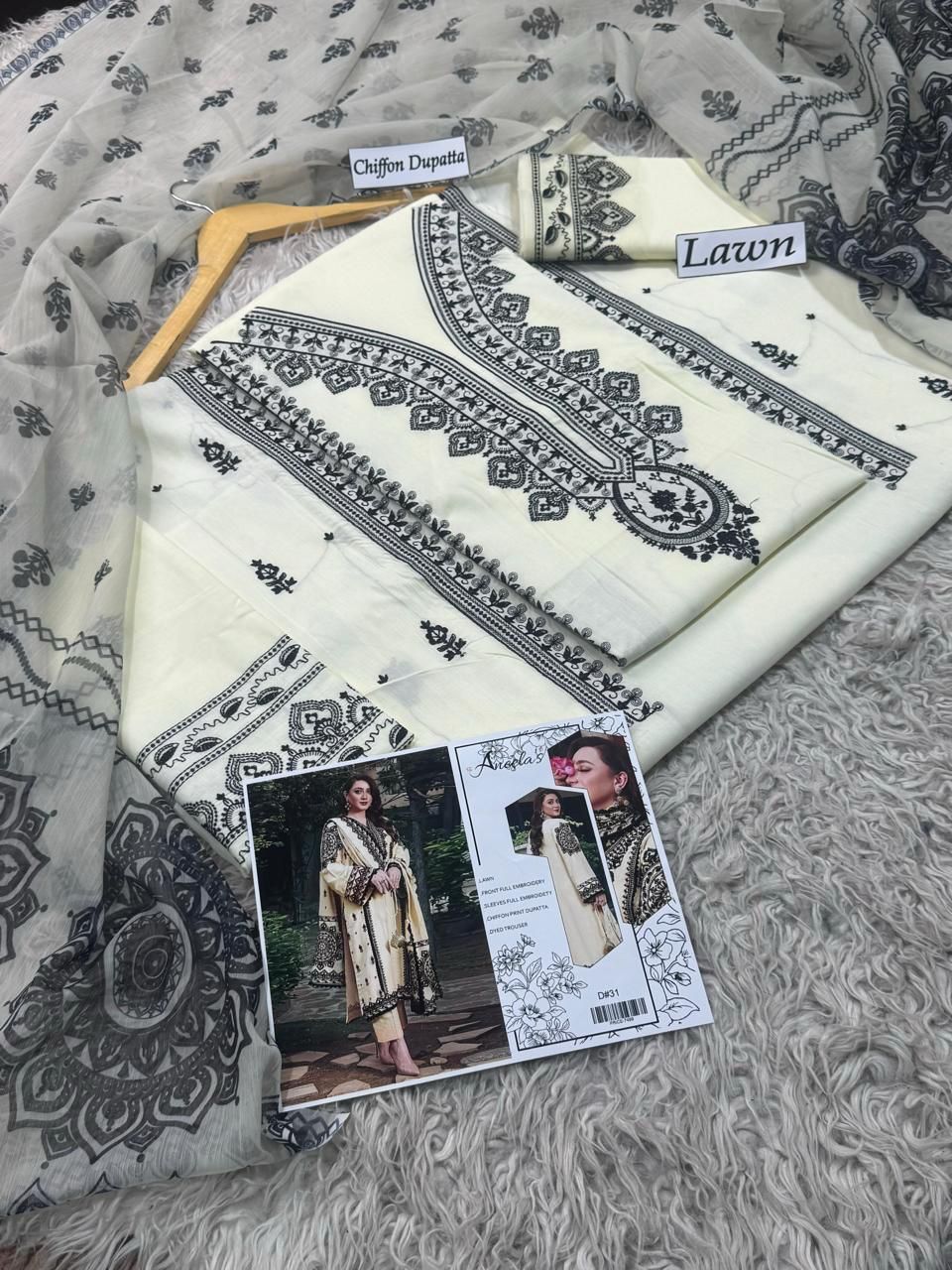 EMBROIDERY 3 PIECE LOWN SUIT