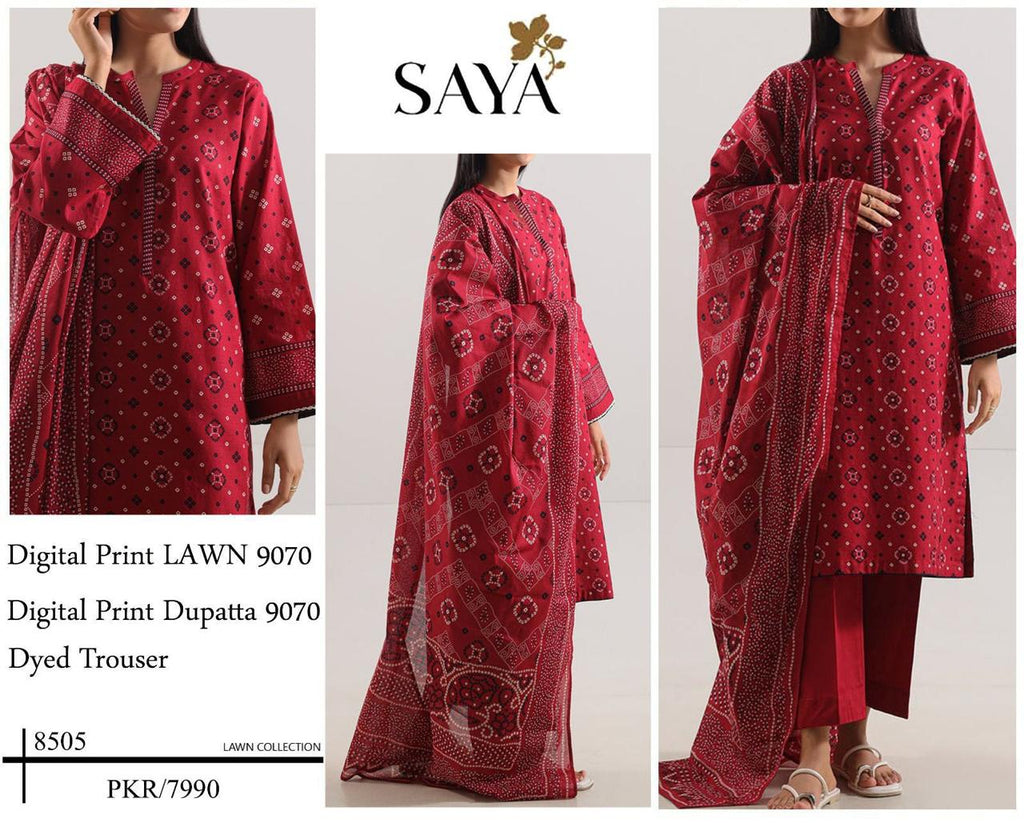 DIGITAL PRINTED 3 PIECE UNSTITCHED LOWN SUIT