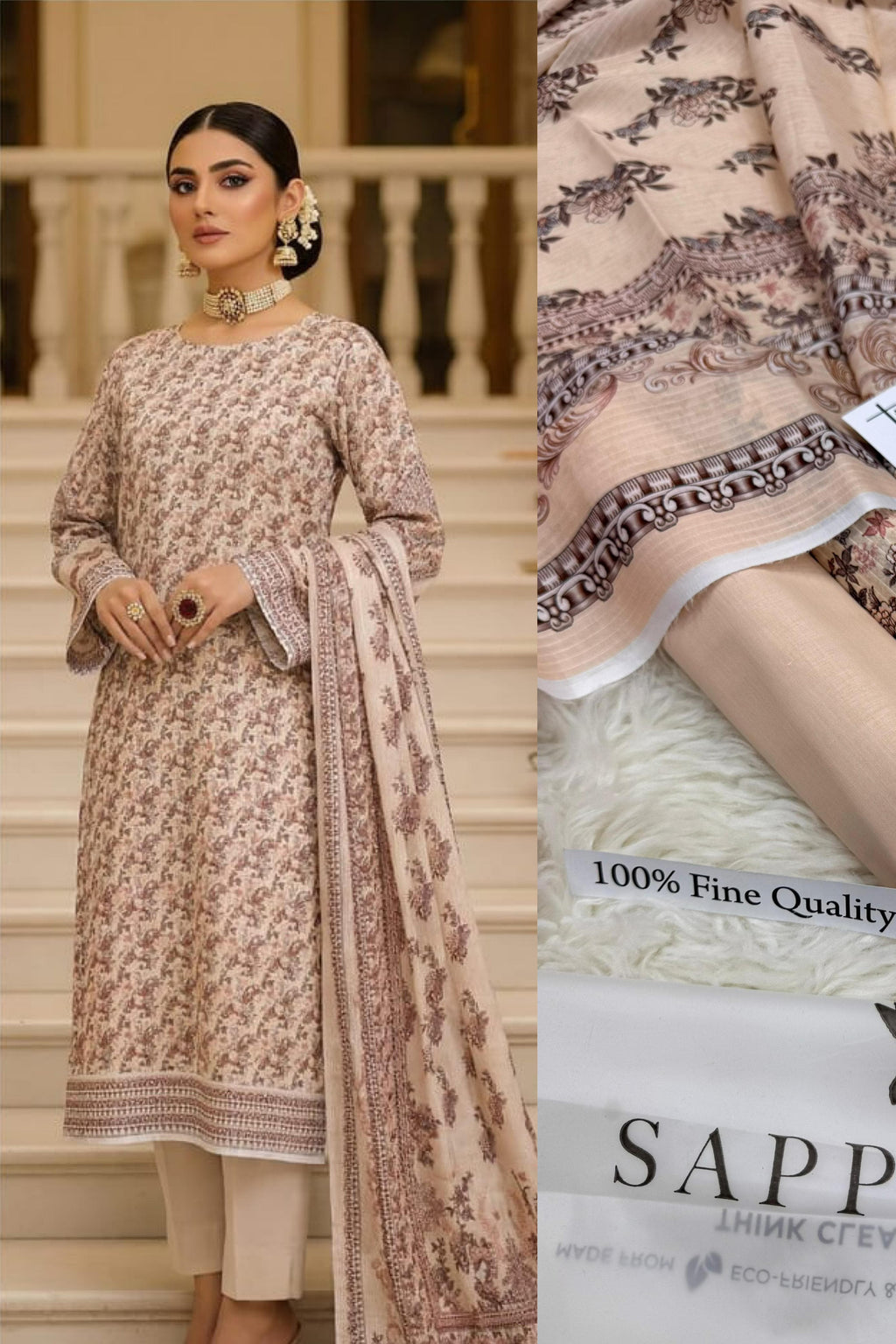 SAPPHIRE SUMMER COLLECTION DIGITAL PRINTED UNSTITCHED LAWN 3 PIECE SUIT