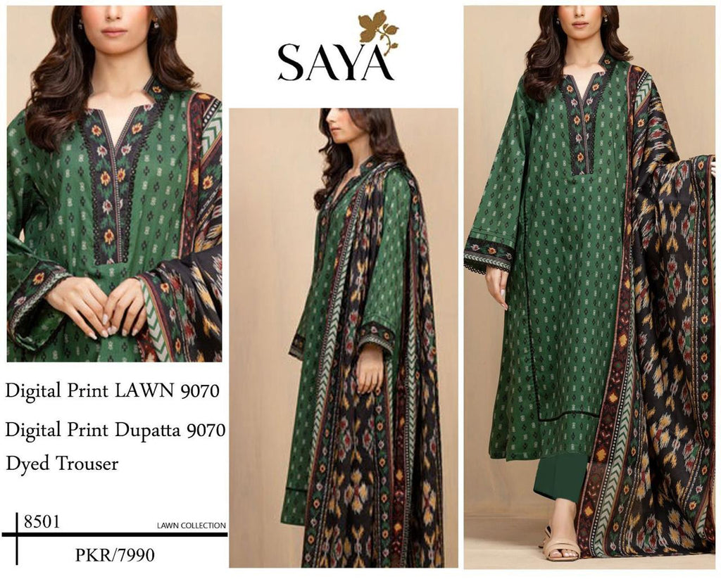 DIGITAL PRINTED 3 PIECE UNSTITCHED LOWN SUIT