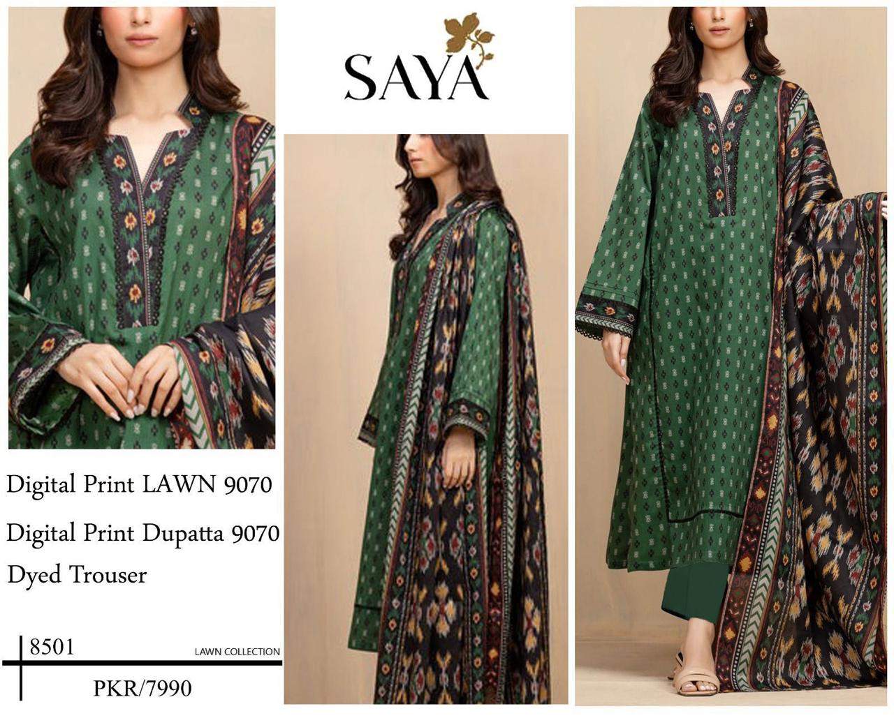 DIGITAL PRINTED 3 PIECE UNSTITCHED LOWN SUIT