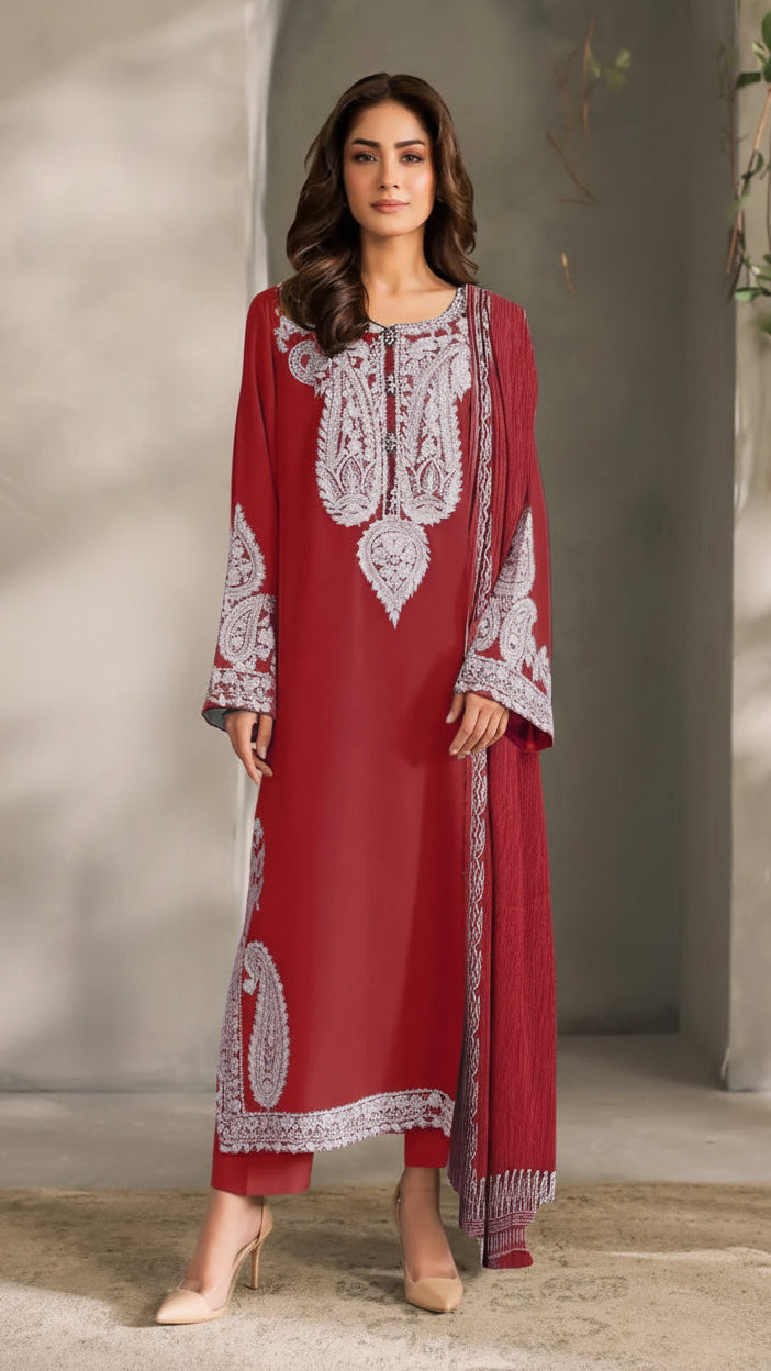 EMBROIDERY 3 PIECE LOWN SUIT