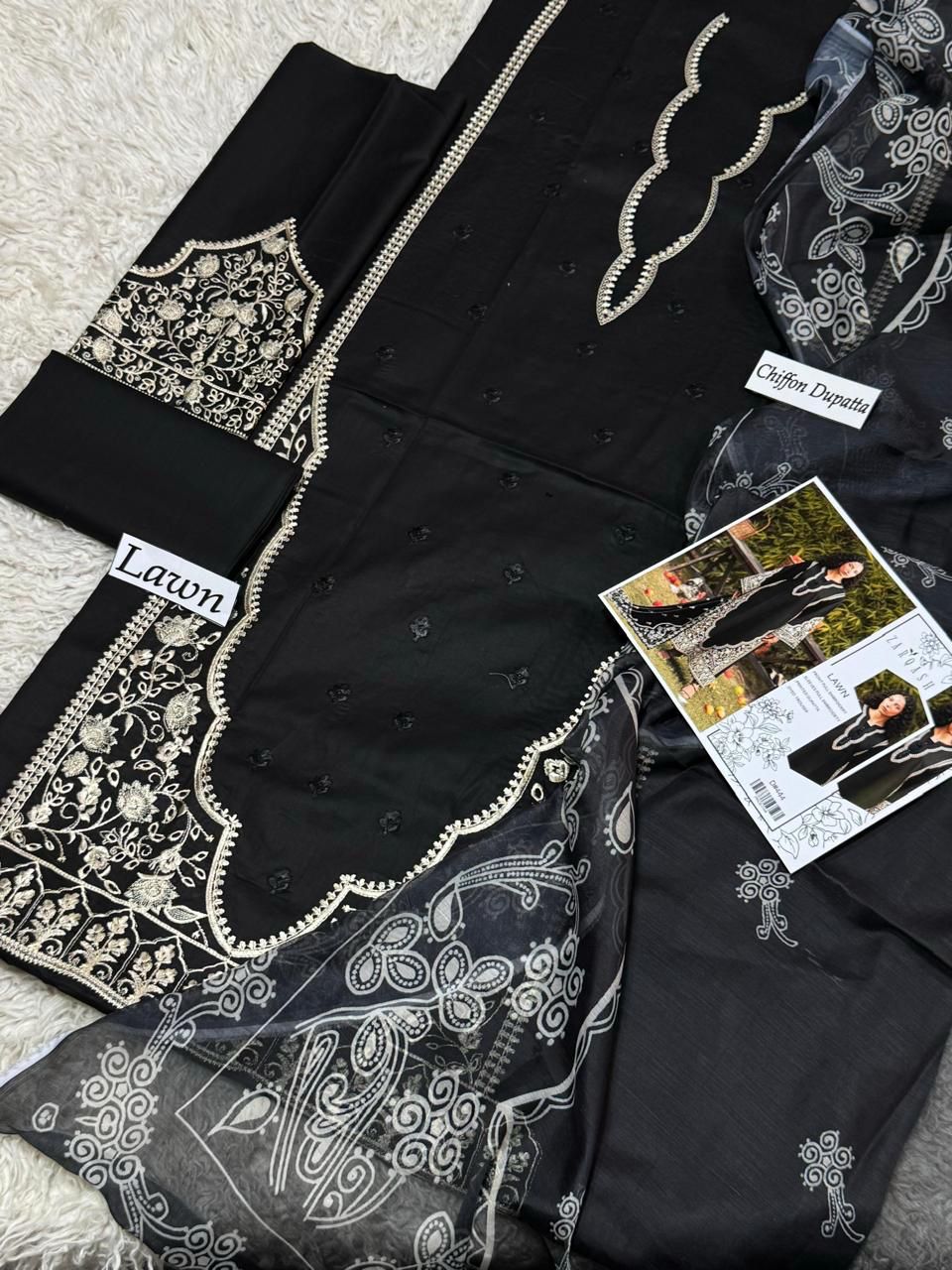 EMBROIDERY 3 PIECE LOWN SUIT