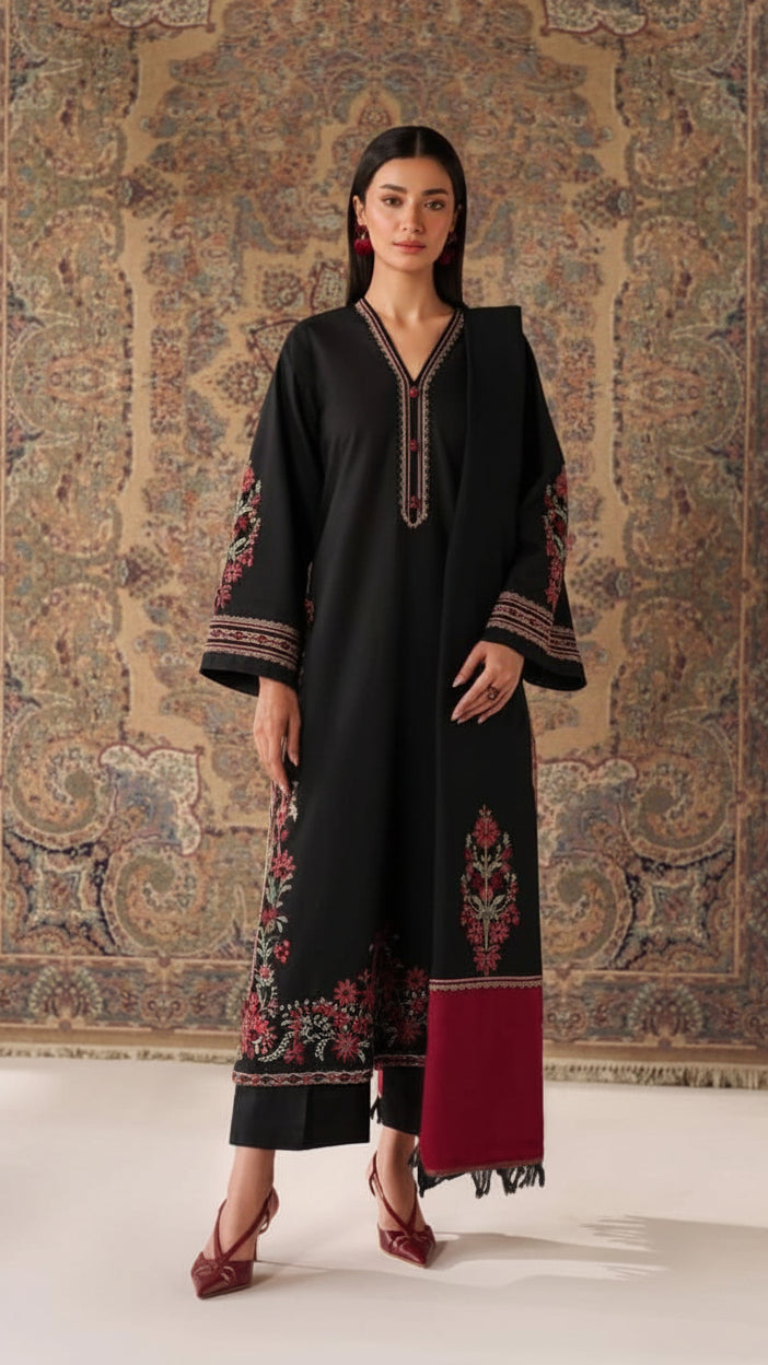 EMBROIDERY 3 PIECE LOWN SUIT