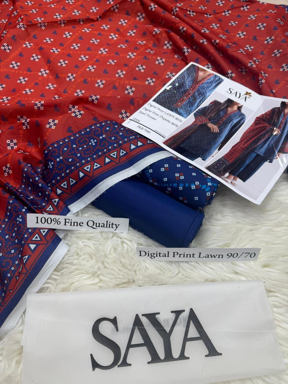 DIGITAL PRINTED 3 PIECE UNSTITCHED LOWN SUIT