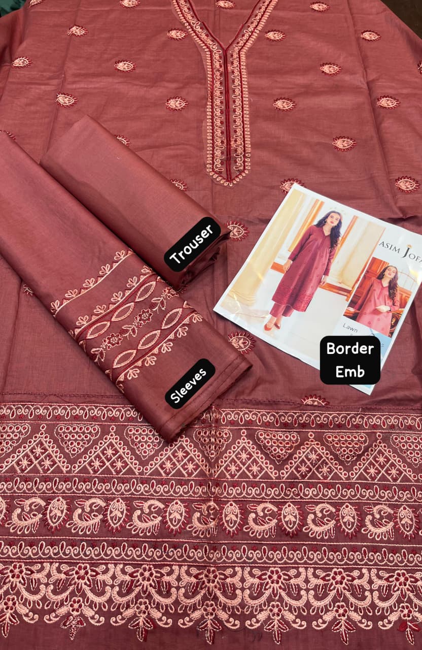 EMBROIDERY 3 PIECE UNSTITCHED LOWN SUIT