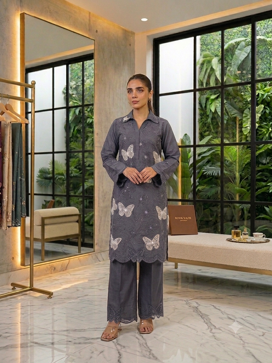 SUMMER COLLECTION EMBROIDERY 2 PIECE SUIT