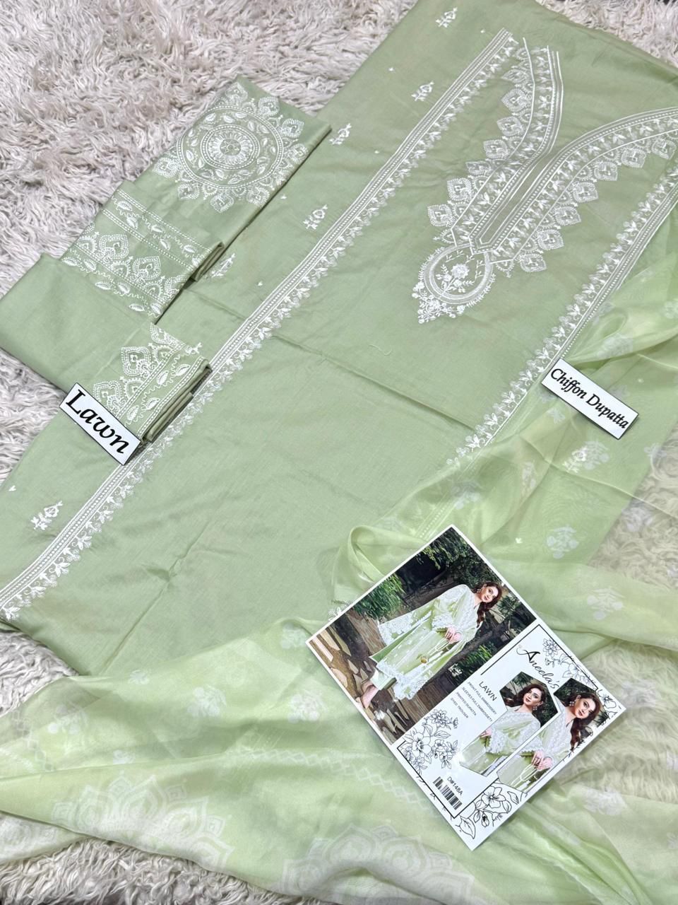 EMBROIDERY 3 PIECE LOWN SUIT