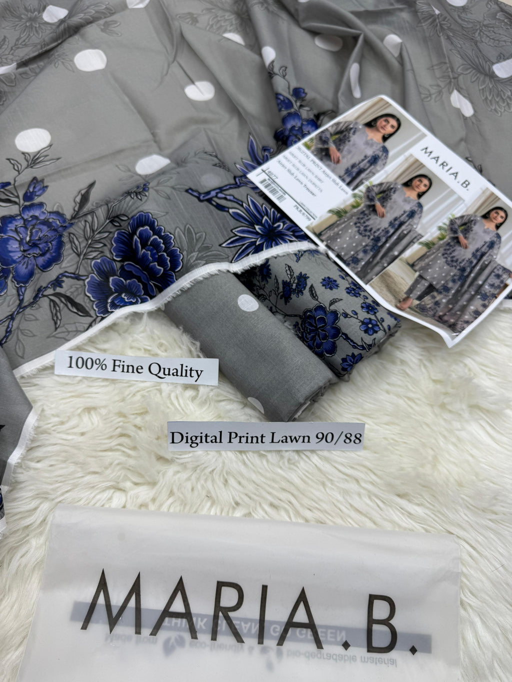 MARIA B PREMIUM SLUB 3 PIECE LOWN UNSTITCHED SUIT