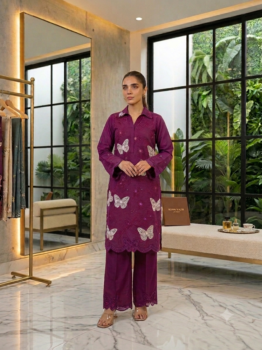 SUMMER COLLECTION EMBROIDERY 2 PIECE SUIT