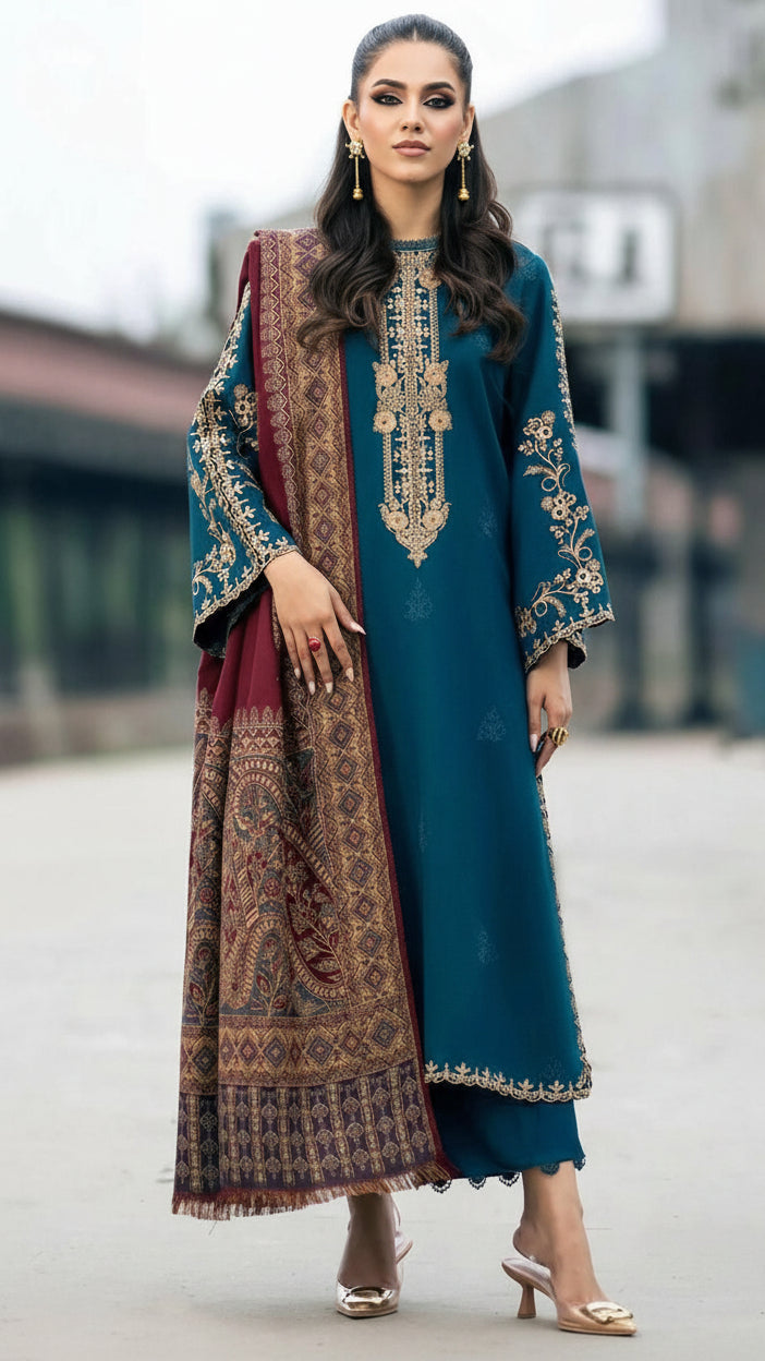 EMBROIDERY 3 PIECE LOWN SUIT
