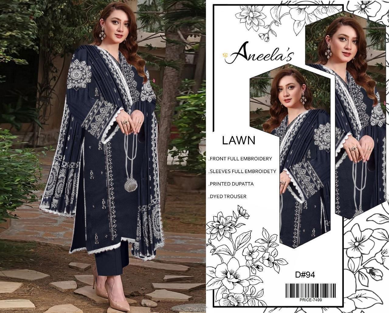 EMBROIDERY 3 PIECE LOWN SUIT
