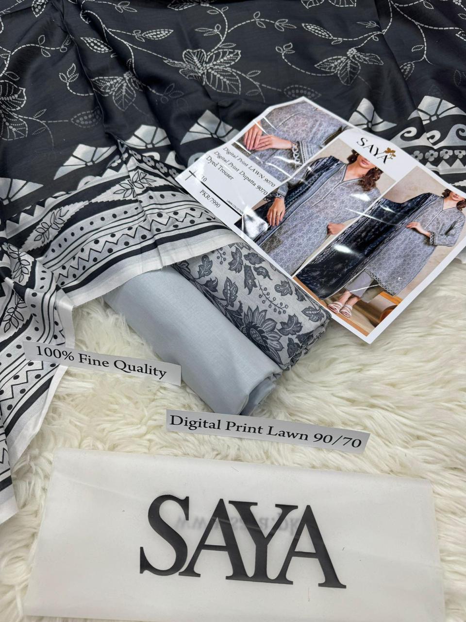 DIGITAL PRINTED 3 PIECE UNSTITCHED LOWN SUIT