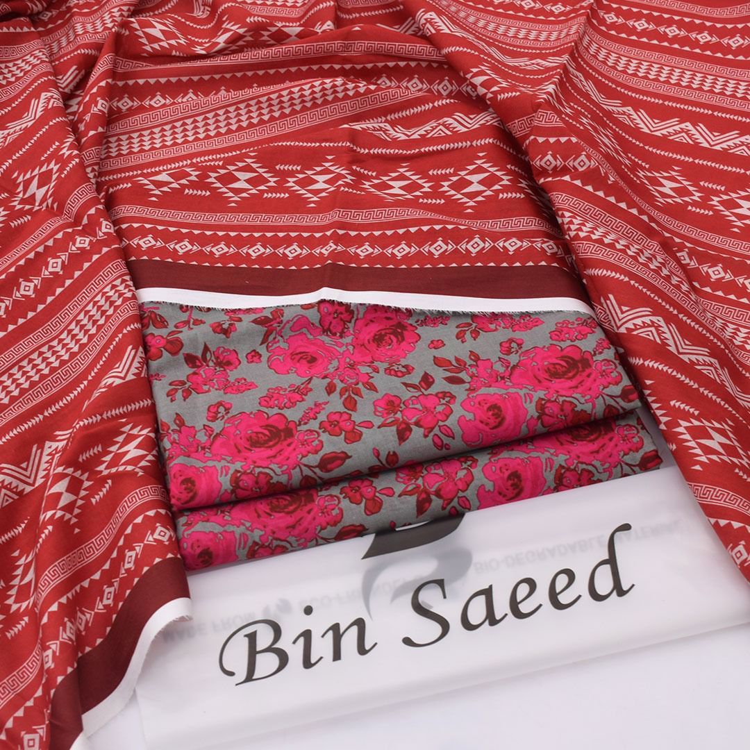 SUMMER COLLECTION DIGITAL PRINTED 3 PIECE LOWN SUIT