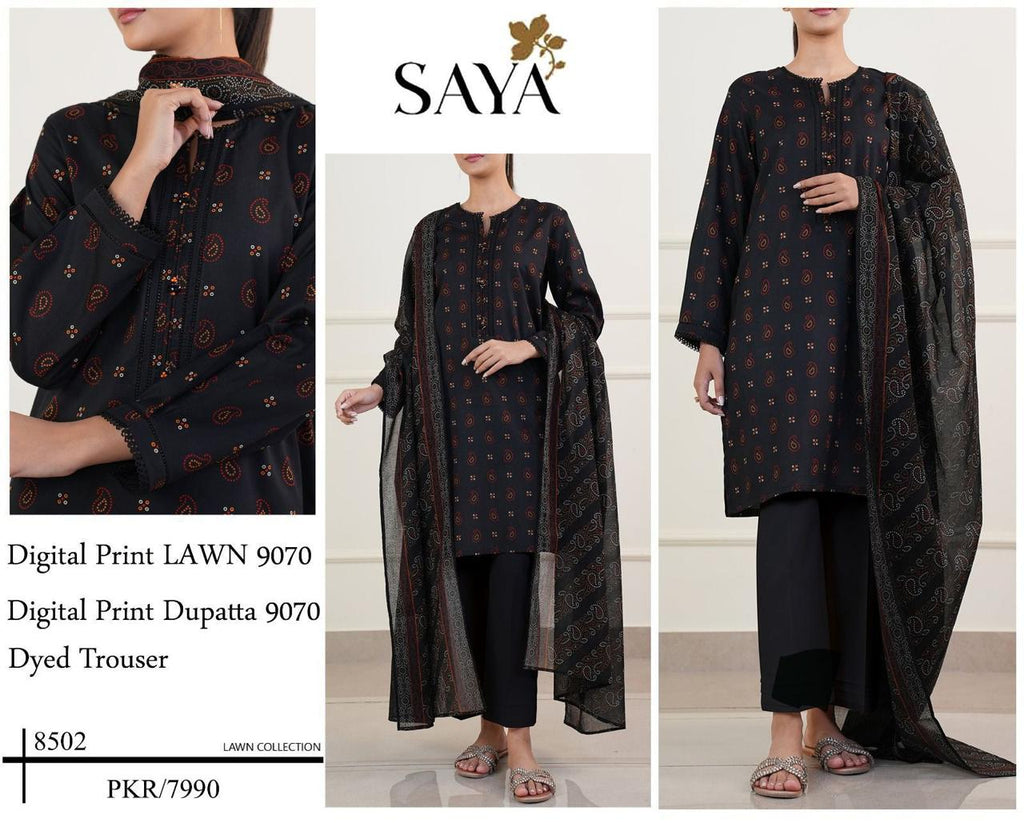 DIGITAL PRINTED 3 PIECE UNSTITCHED LOWN SUIT