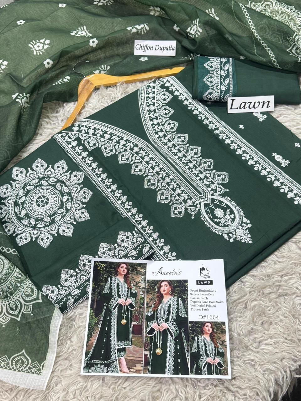 EMBROIDERY 3 PIECE LOWN SUIT