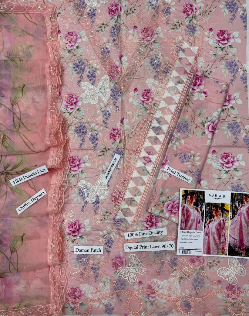Summer collection 3 pce digital printed embroidery lawn suit