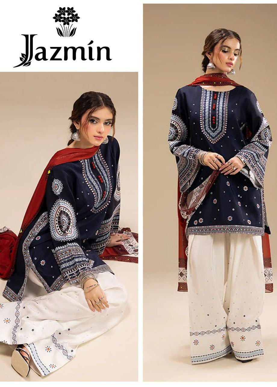 JAZMIN EMBROIDERY 3 PIECE UNSTITCHED LOWN SUIT