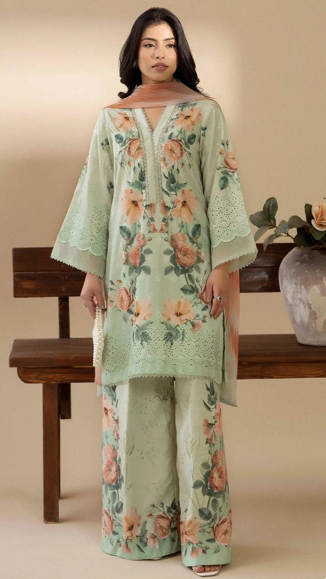 ADAN LIBAS EMBROIDERY 3 PIECES UNSTITCHED LAWN SUIT
