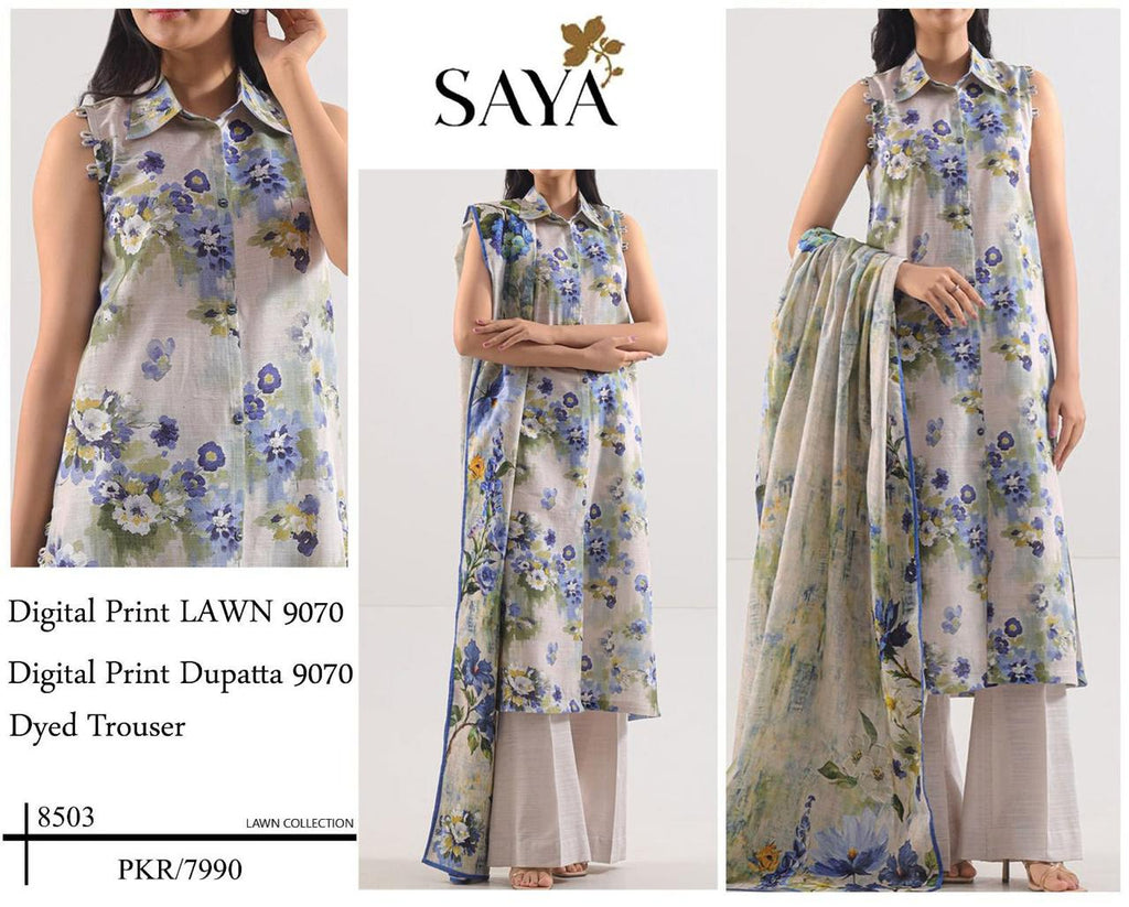 DIGITAL PRINTED 3 PIECE UNSTITCHED LOWN SUIT