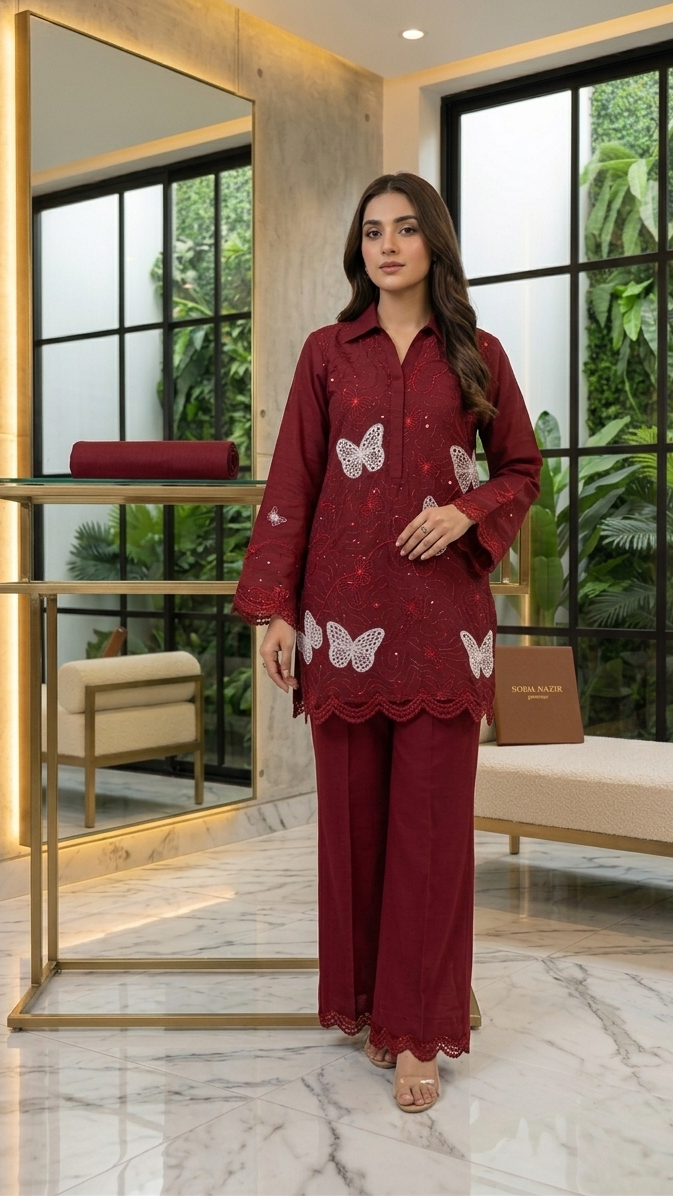 SUMMER COLLECTION EMBROIDERY 2 PIECE SUIT