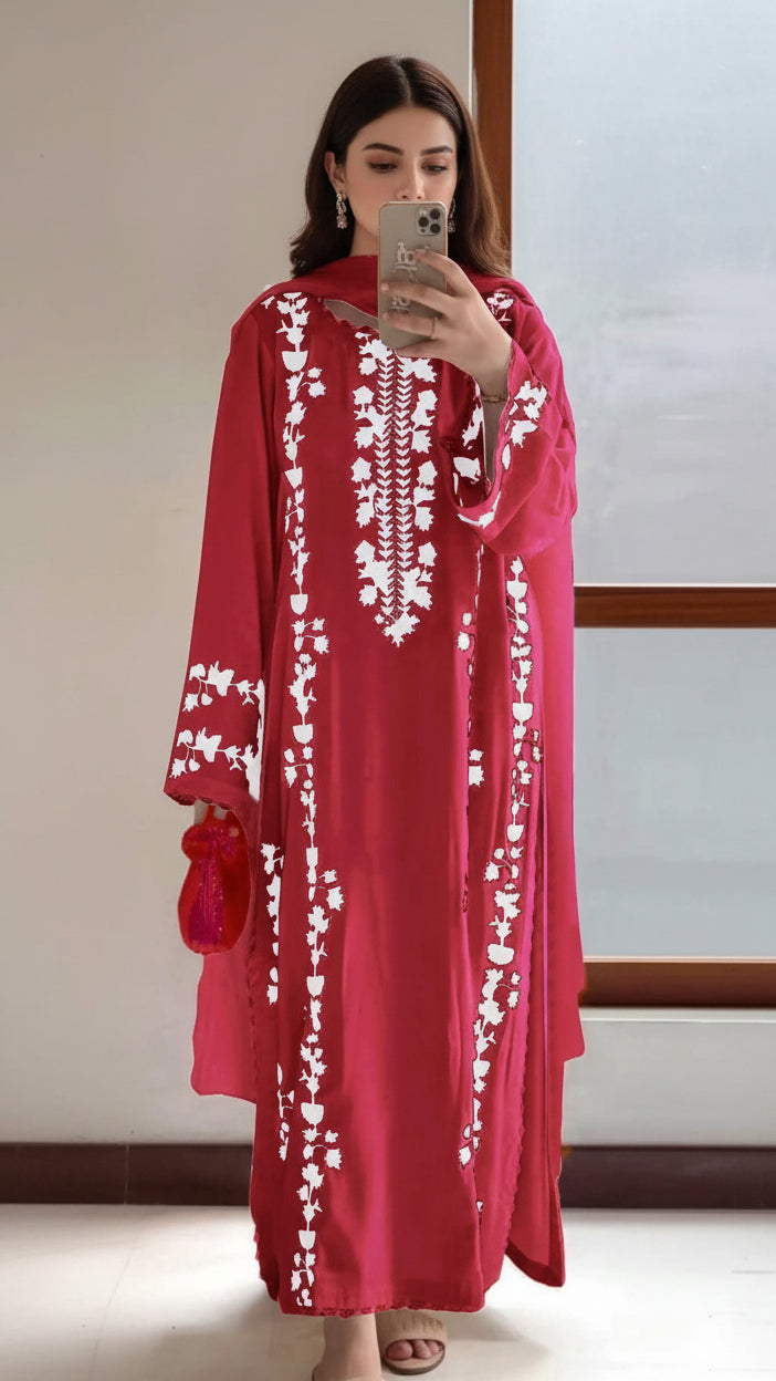 EMBROIDERY 3 PIECE LOWN SUIT