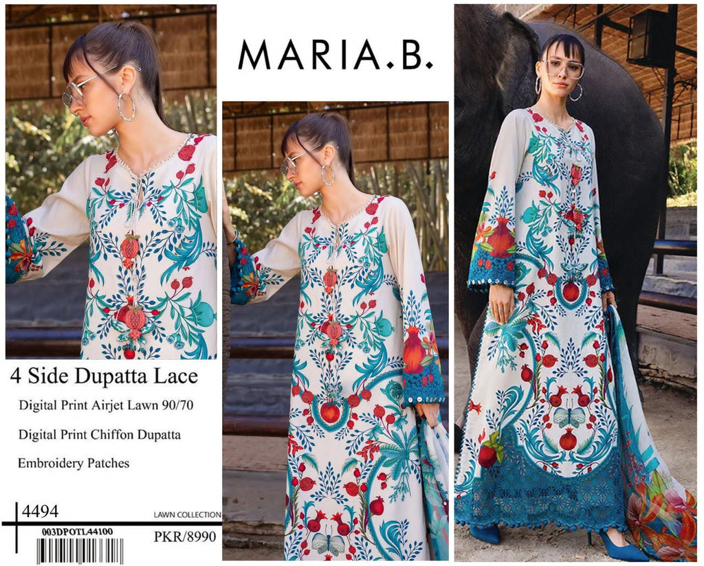 DIGITAL PRINTED WITH PATCHES 3 PIECE UNSTITCHED LOWN SUIT