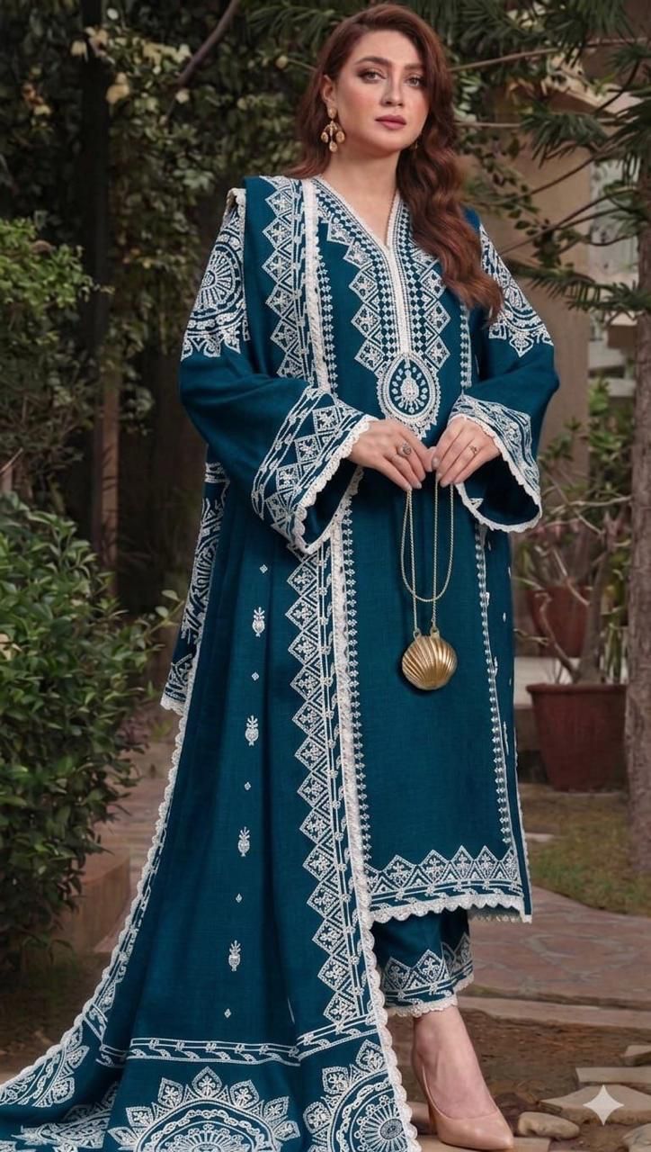 EMBROIDERY 3 PIECE LOWN SUIT