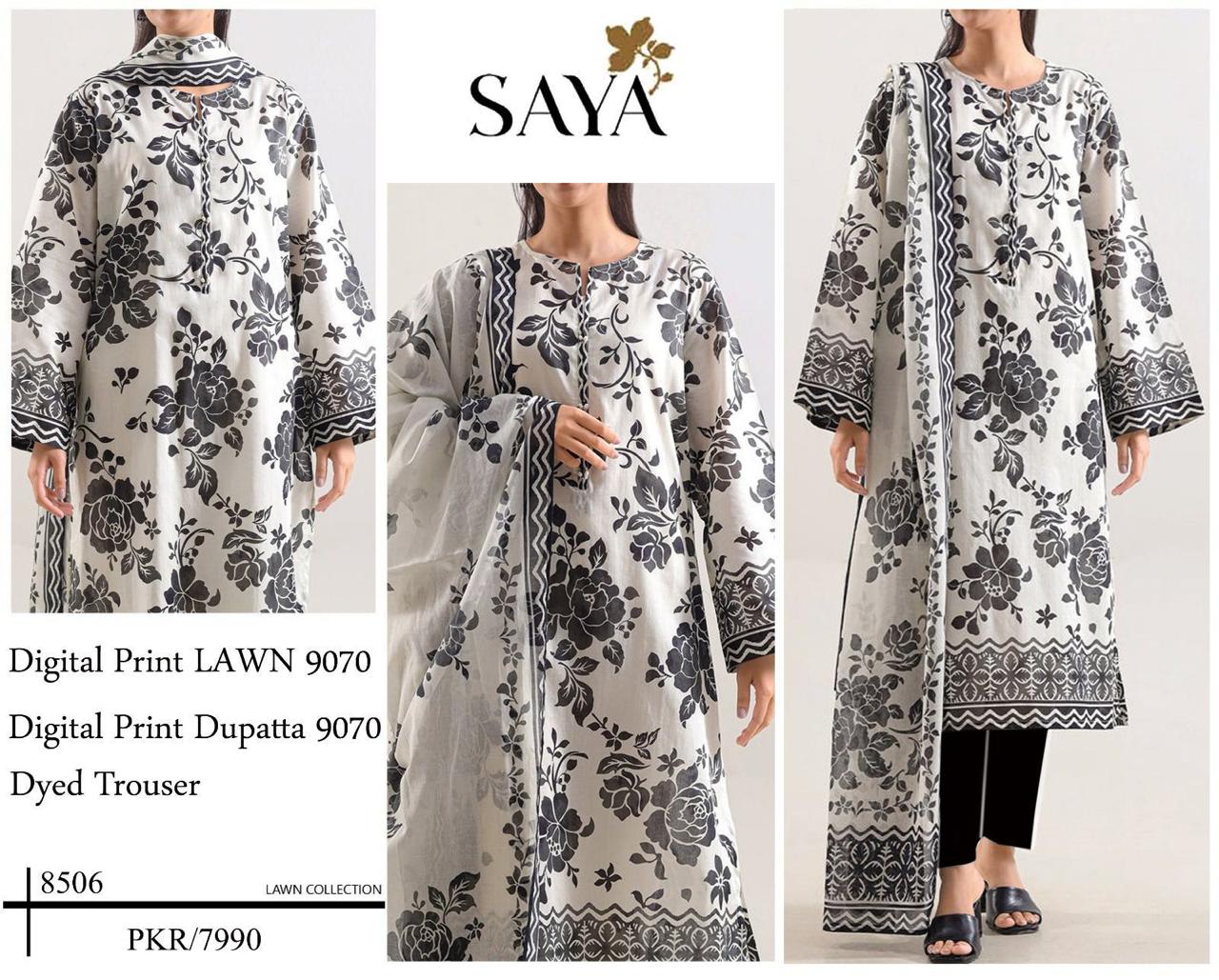 DIGITAL PRINTED 3 PIECE UNSTITCHED LOWN SUIT
