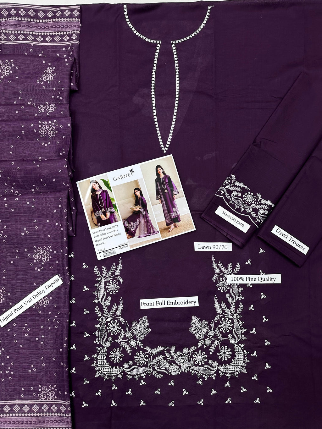 EMBROIDERY 3 PIECE LOWN UNSTITCHED SUIT