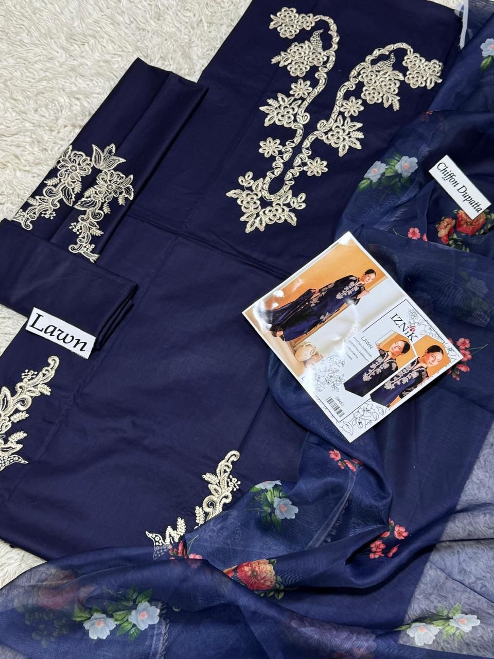 EMBROIDERY 3 PIECE LOWN SUIT