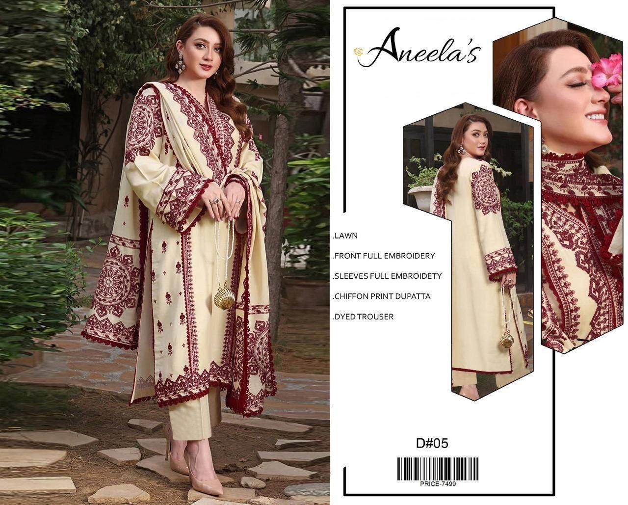 EMBROIDERY 3 PIECE LOWN SUIT