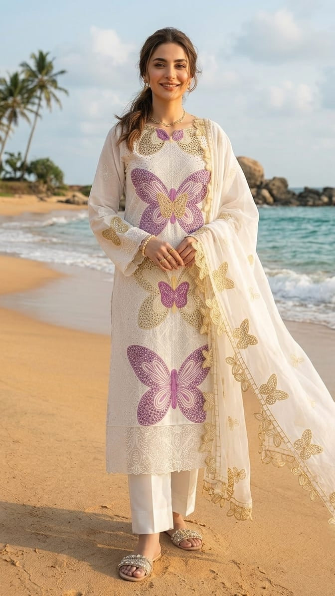 EMBROIDERY 3 PIECE UNSTITCHED LOWN SUIT
